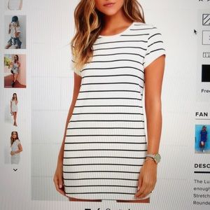 Cafe Society Black and White Striped Shirt Dress